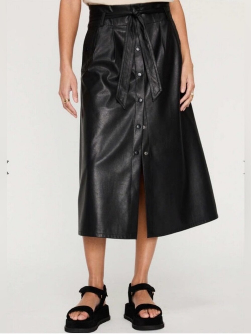 BROCHU WALKER VEGAN LEATHER TEAGAN MIDI SKIRT SZ M - Picture 2 of 13